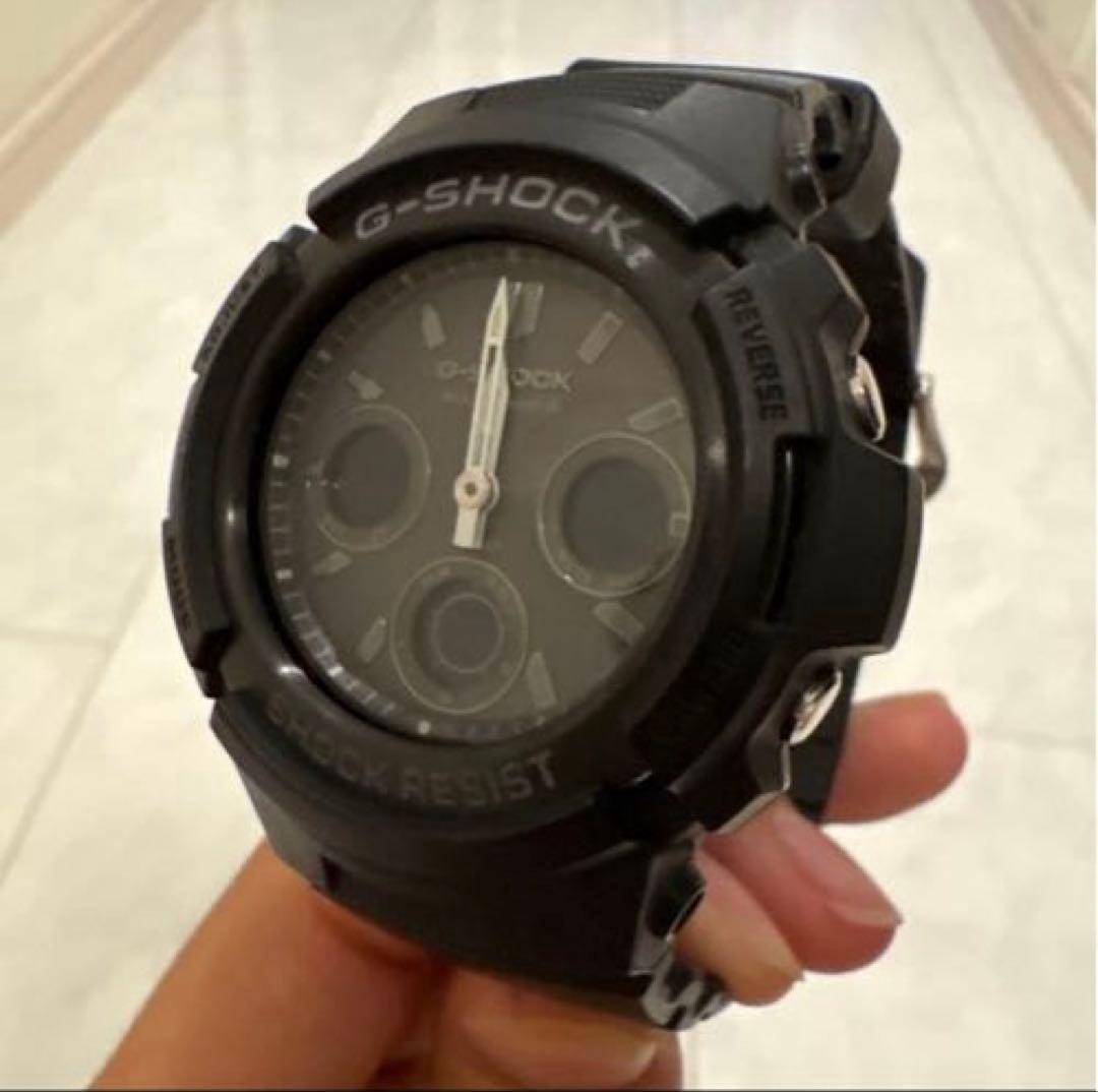 Casio G-Shock AWG-M100B-1AJF Radio Wave Solar All Black Watch — Japan Import