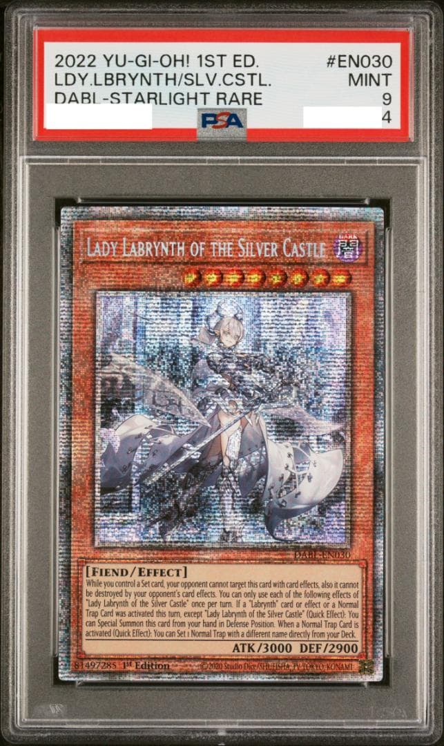 Yu-Gi-Oh! Lady Labyrinth of the Silver Castle Starlight Prism PSA9 graded trading card in protective case