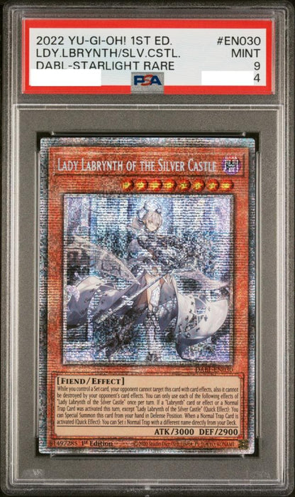 Yu-Gi-Oh! Lady Labyrinth of the Silver Castle Starlight Prism PSA9 graded trading card in protective case