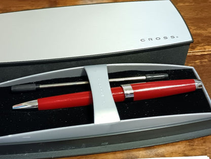 Cross Twist Ballpoint Pen Red Ink Black with Box and Refill