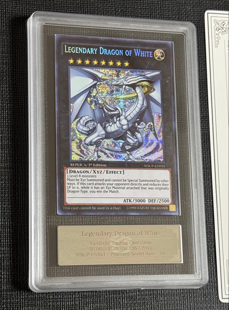 Bandai WSP-EN051 Legendary Dragon of White First Edition PSA 10 Secret Rare Yu-Gi-Oh trading card