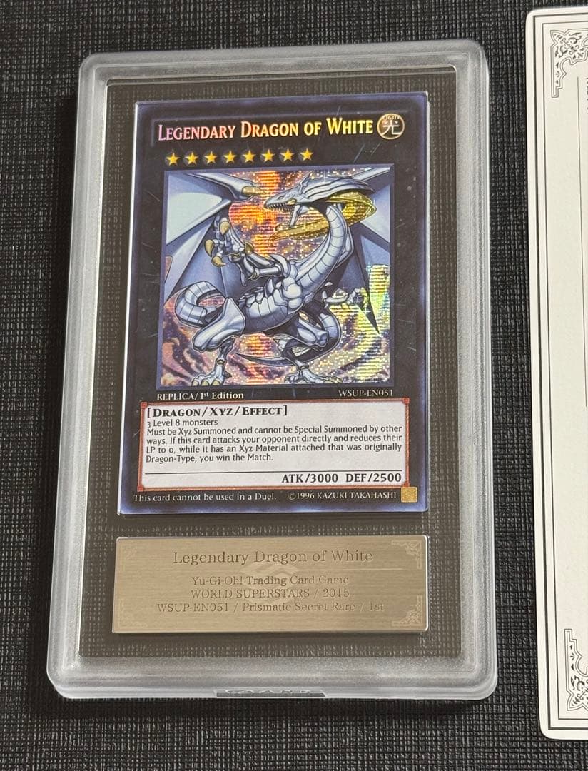 Bandai WSP-EN051 Legendary Dragon of White First Edition PSA 10 Secret Rare Yu-Gi-Oh trading card