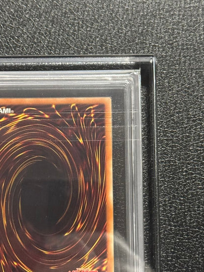 Yugioh Black Rose Dragon 20th ARS10+ card with acrylic case showing front and box with scratches