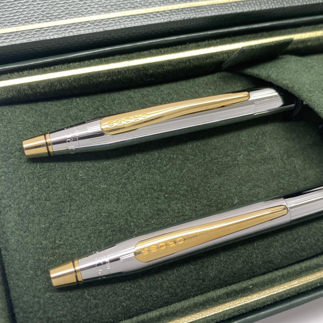 Cross Classic Century USA Chrome Ballpoint Pen and Mechanical Pencil Set with Case