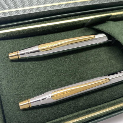 Cross Classic Century USA Chrome Ballpoint Pen and Mechanical Pencil Set with Case