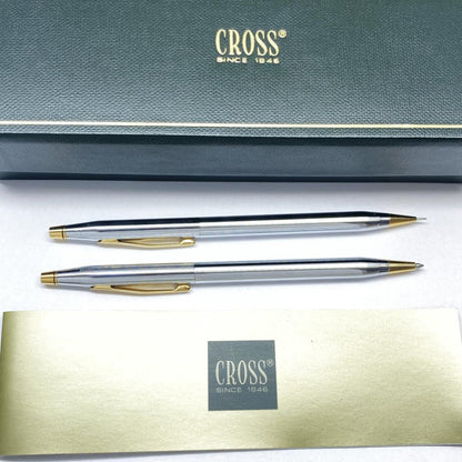 Cross Classic Century USA Chrome Ballpoint Pen and Mechanical Pencil Set with Case