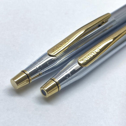 Cross Classic Century USA Chrome Ballpoint Pen and Mechanical Pencil Set with Case