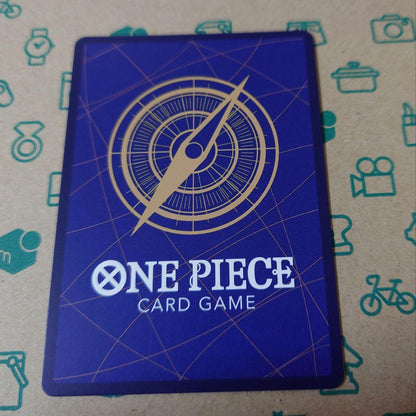 One Piece Marshall D. Teach black and yellow trading card with protective packaging