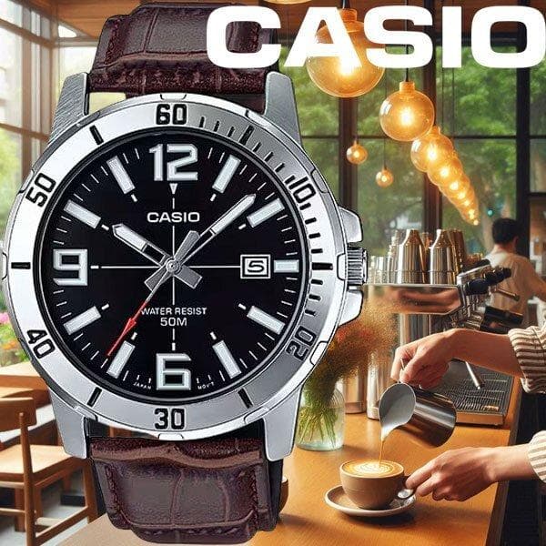 Casio Re-Imported Watch Black & Silver 50m Waterproof Unisex Wristwatch — Japan Import