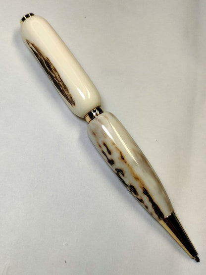 G Workshop Handmade Deer Antler Ballpoint Pen with Gold Plated Metal — Japan Import