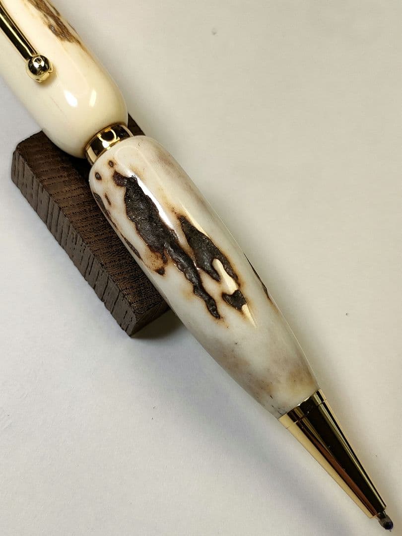 G Workshop Handmade Deer Antler Ballpoint Pen with Gold Plated Metal — Japan Import