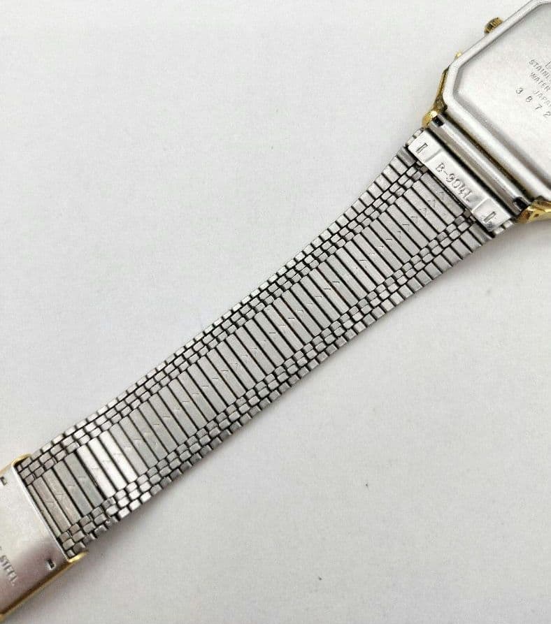 Casio AQ-525 Digital & Analog Quartz Watch with Gold Square Metal Band