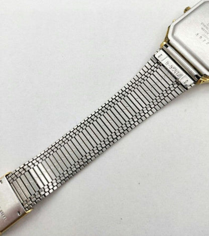 Casio AQ-525 Digital & Analog Quartz Watch with Gold Square Metal Band