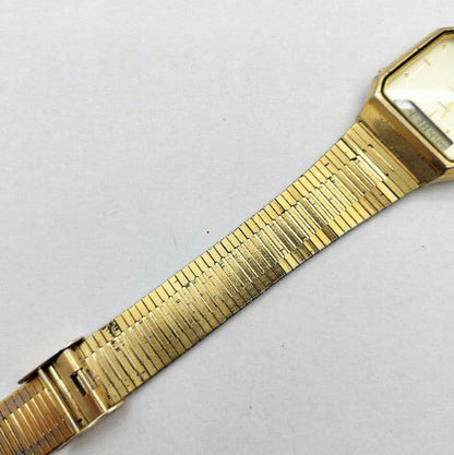 Casio AQ-525 Digital & Analog Quartz Watch with Gold Square Metal Band
