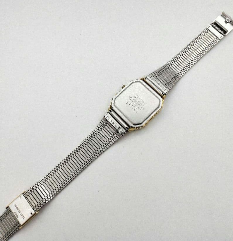 Casio AQ-525 Digital & Analog Quartz Watch with Gold Square Metal Band