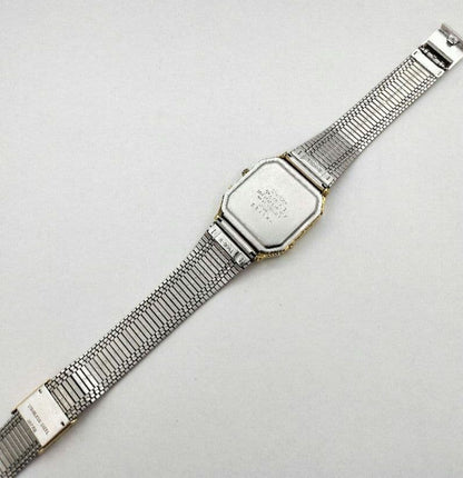 Casio AQ-525 Digital & Analog Quartz Watch with Gold Square Metal Band