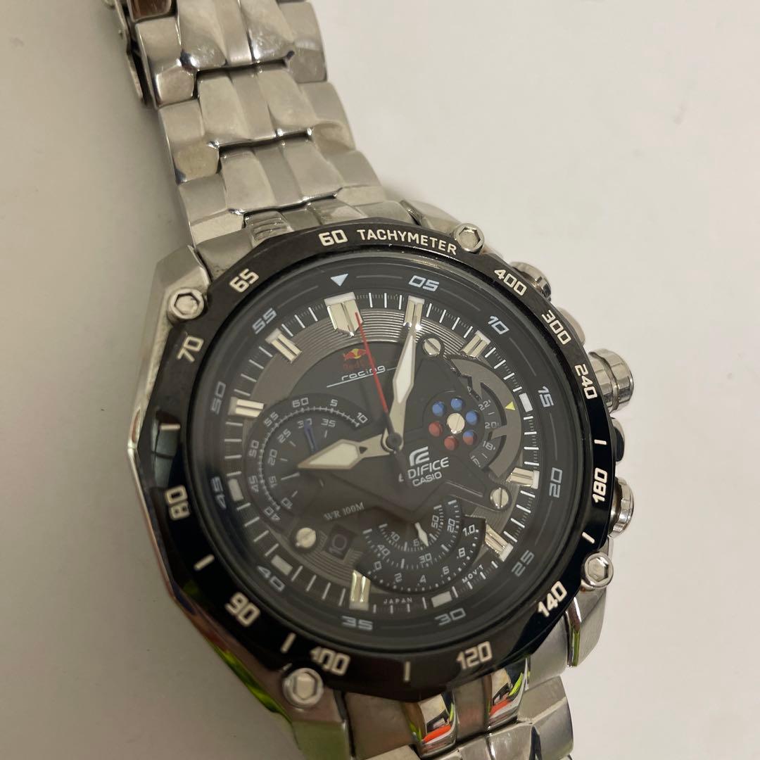 Red Bull Casio Silver and Black Watch Model 5147 with Stainless Steel Band — Japan Import