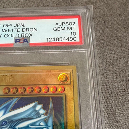 Yu-Gi-Oh Blue-Eyes White Dragon Premium Gold Rare PSA 10 graded card in protective packaging