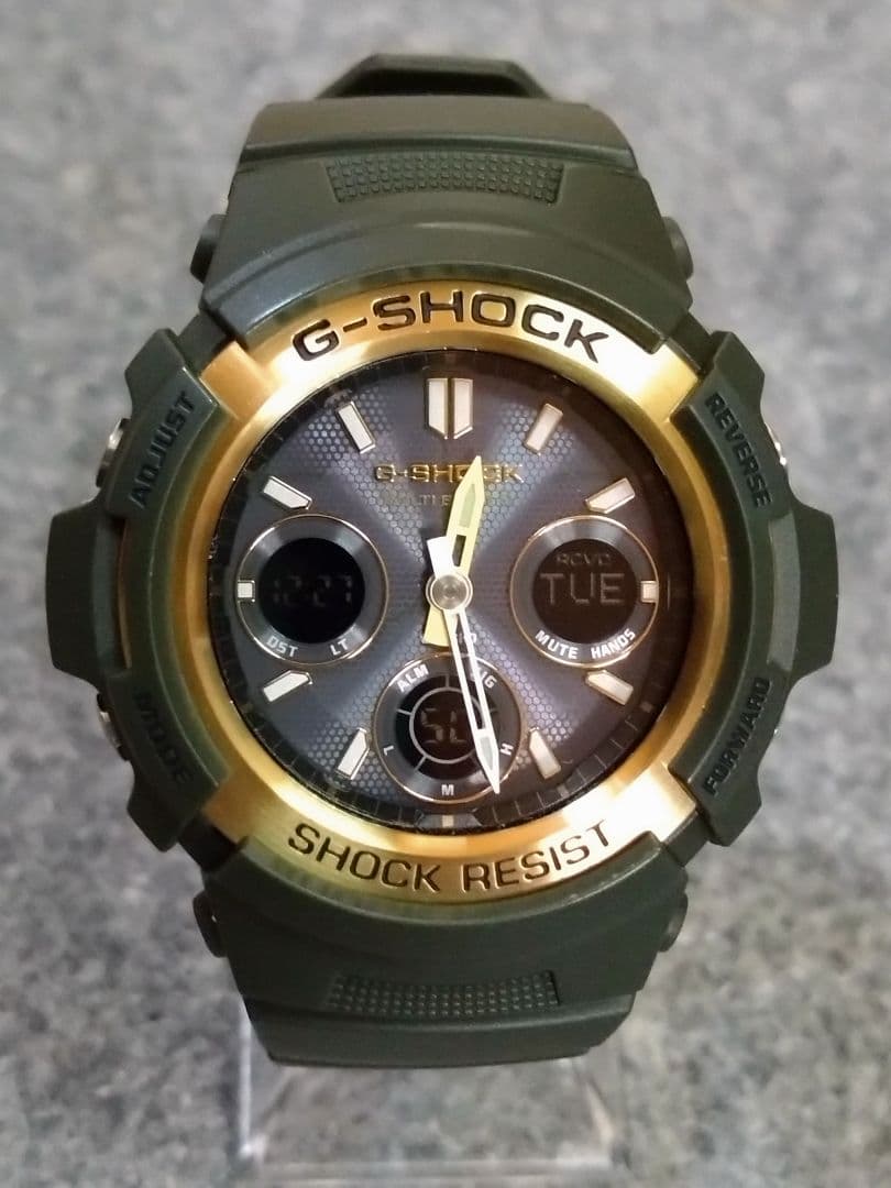 Casio G-Shock Tough Solar AWG-M100A-3AJF Overseas Model Gold and Khaki Watch