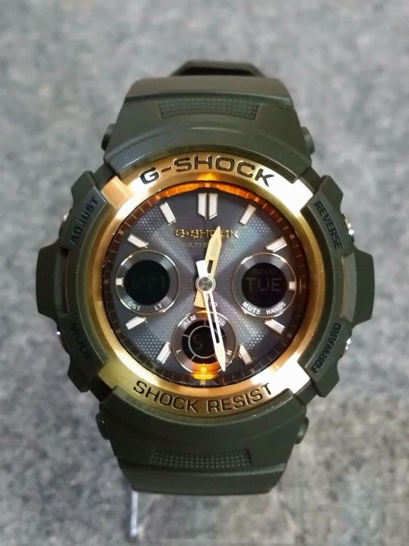 Casio G-Shock Tough Solar AWG-M100A-3AJF Overseas Model Gold and Khaki Watch