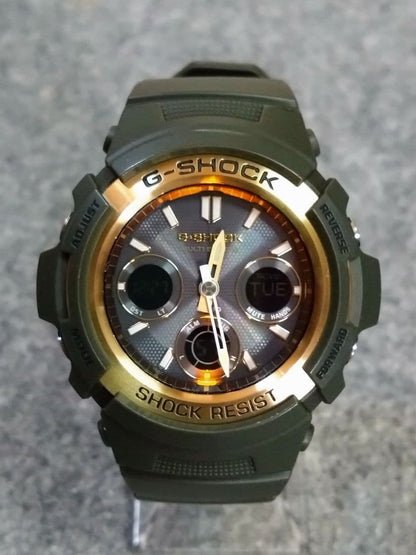 Casio G-Shock Tough Solar AWG-M100A-3AJF Overseas Model Gold and Khaki Watch