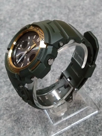 Casio G-Shock Tough Solar AWG-M100A-3AJF Overseas Model Gold and Khaki Watch