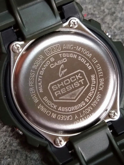 Casio G-Shock Tough Solar AWG-M100A-3AJF Overseas Model Gold and Khaki Watch