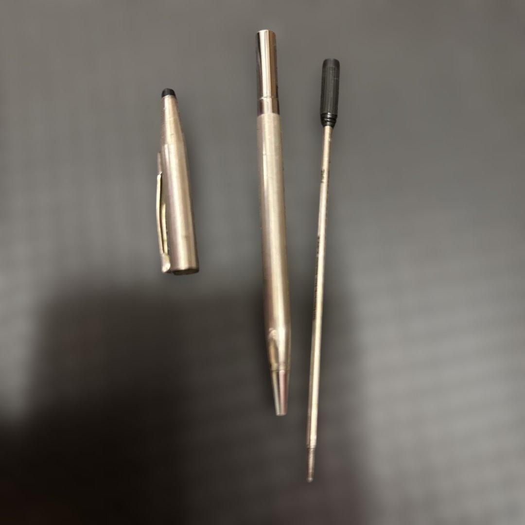 Cross vintage sterling silver ballpoint pen with black ink, used condition, no box or bag