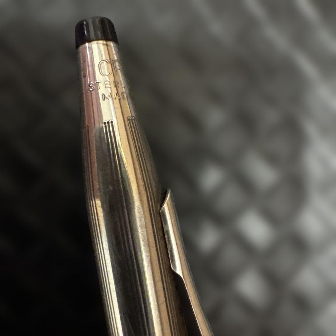 Cross vintage sterling silver ballpoint pen with black ink, used condition, no box or bag