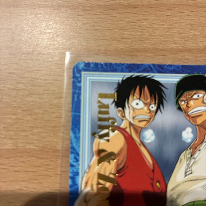 One Piece Carddass Hyper Battle card showing Luffy and Zoro, model S84 from Japan