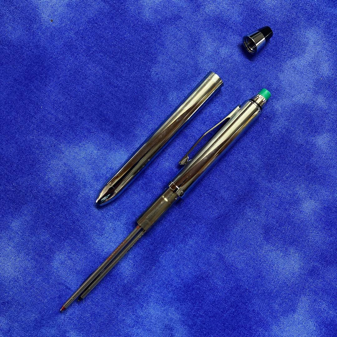 Casio Series TEC3 Multi-Function Pen Model NA T0090-1st Chrome Rotating 3-Function Oil-Based Ink Pen with Black and Red 0.7 mm & 0
