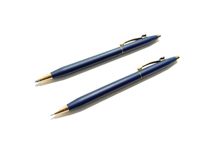 CROSS Brand Set Navy Mechanical Pencil and Ballpoint Pen Made in USA