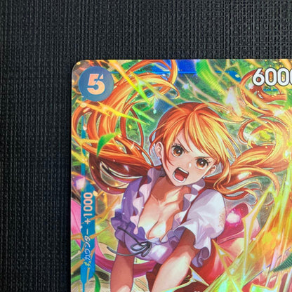 One Piece Monkey D. Luffy OP11-054 SR Parallel Card from the Japanese card game featuring Nami with SR rarity