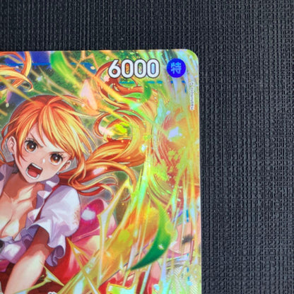 One Piece Monkey D. Luffy OP11-054 SR Parallel Card from the Japanese card game featuring Nami with SR rarity