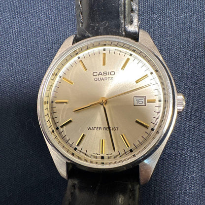 Casio Quartz Watch with Black Leather Strap and Replacement Bambi Belt