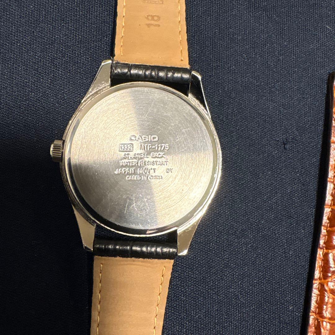 Casio Quartz Watch with Black Leather Strap and Replacement Bambi Belt