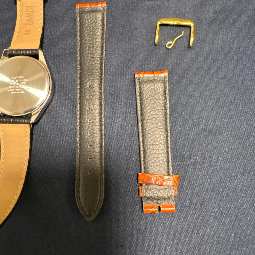 Casio Quartz Watch with Black Leather Strap and Replacement Bambi Belt