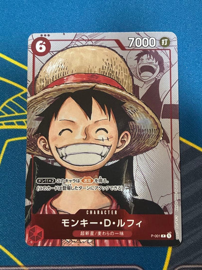 One Piece Monkey D. Luffy 25th Anniversary Promo P-001 Japanese trading card featuring Monkey D. Luffy