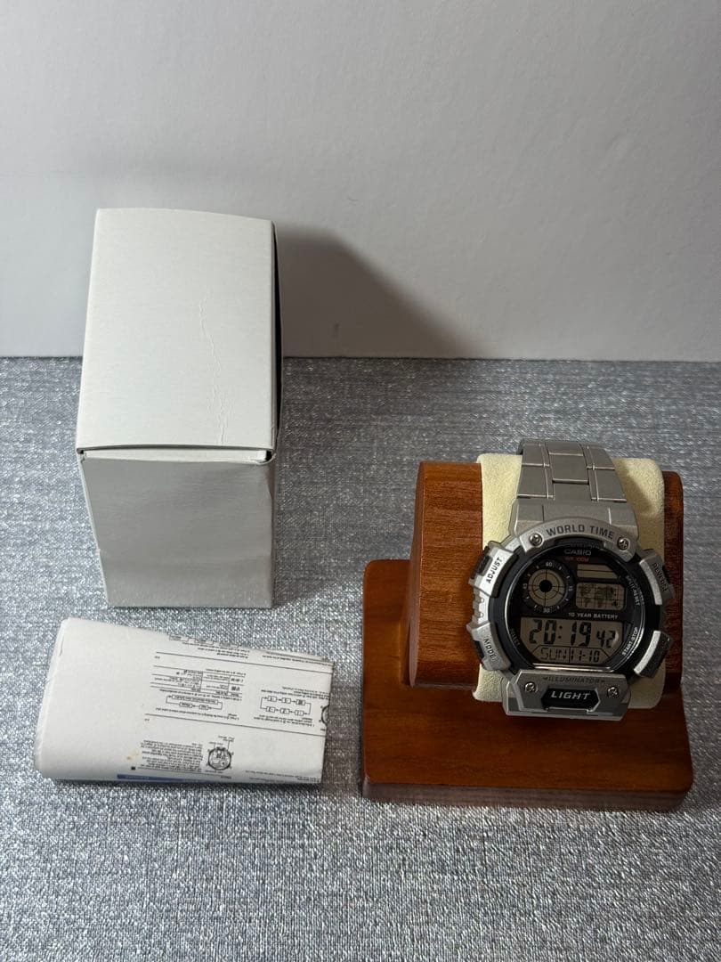 Casio Standard World Map Display Men’s Watch Model AE-1400WHD Metal Band Overseas Version — Japan Import
