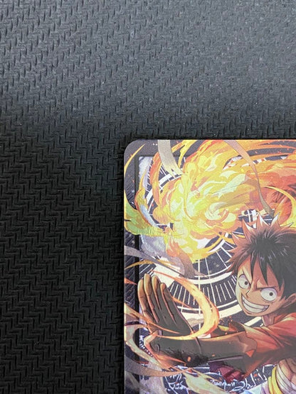 One Piece trading cards featuring Monkey D. Luffy ST14-001 and Zoro & Sanji ST12-001 pirate crew from Japan