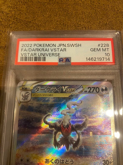 Darkrai VSTAR Pokemon trading card PSA 10 Gem Mint graded with visible hologram and QR code