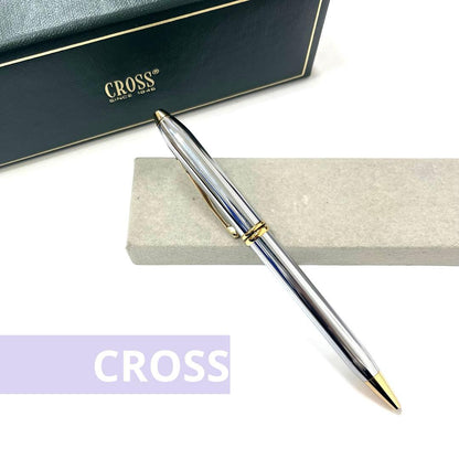 Cross Townsend Medalist Ballpoint Pen Brand Cross Silver Ink Black Classic Deco Style — Japan Import