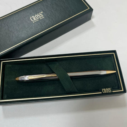 Cross Townsend Medalist Ballpoint Pen Brand Cross Silver Ink Black Classic Deco Style — Japan Import