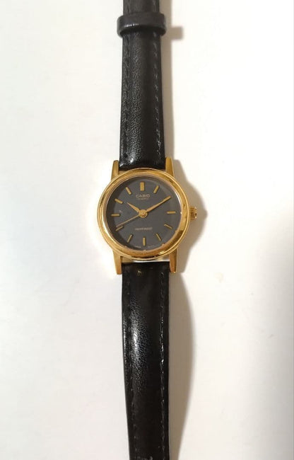 Casio MTP-1095 and LTP-1095 Pair Watches Set Black Leather and Steel Bands Japan Import