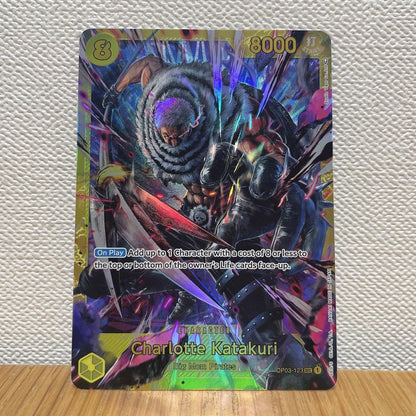 Bandai One Piece Charlotte Katakuri OP03-123 collectible card in English from Strongest Enemy Collection