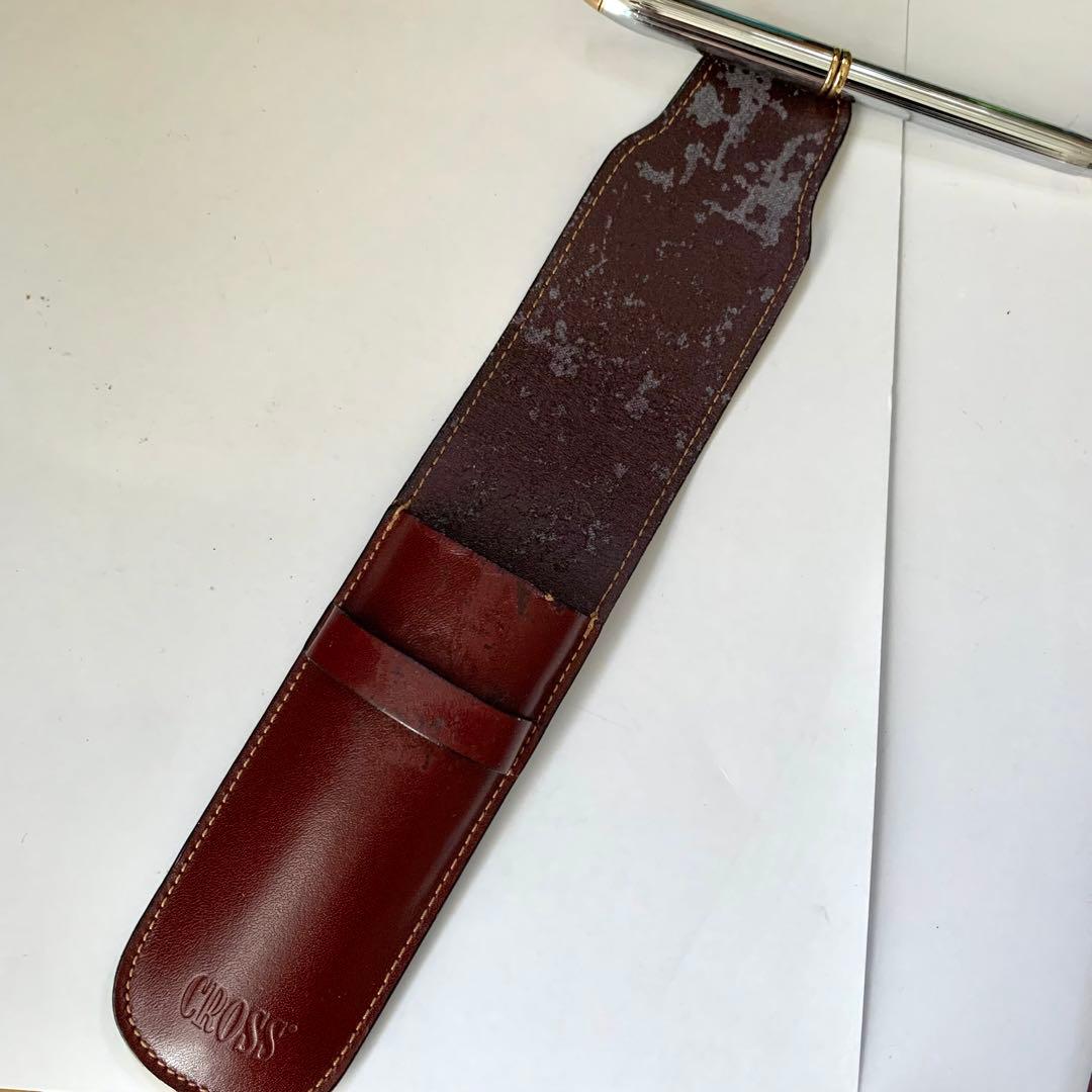 Cross Townsend Old Model Mechanical Pencil and Ballpoint Pen Silver Gold Leather Case Japan Import