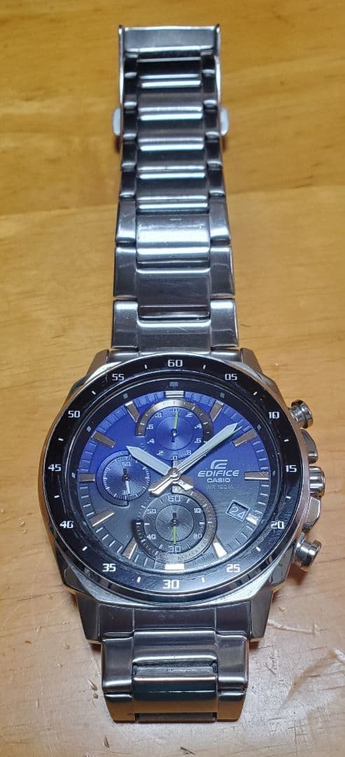 Casio Edifice Chronograph Watch with Blue Dial and Stainless Steel Case