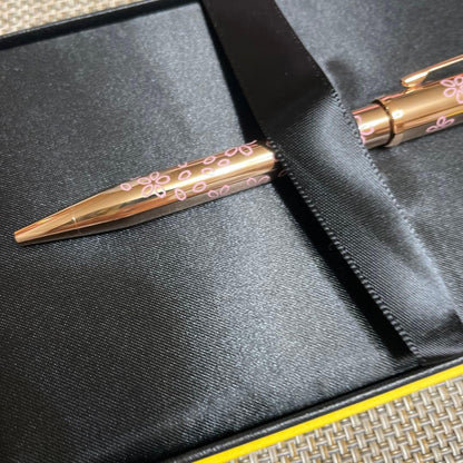 Cross Sakura Design Pink Ballpoint Pen with Cherry Blossom Pattern Packaging — Japan Import