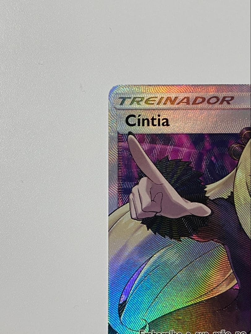 Cynthia Pokémon Card Pointer Shirona SR Portuguese version model 148/156 showing Cynthia pointing