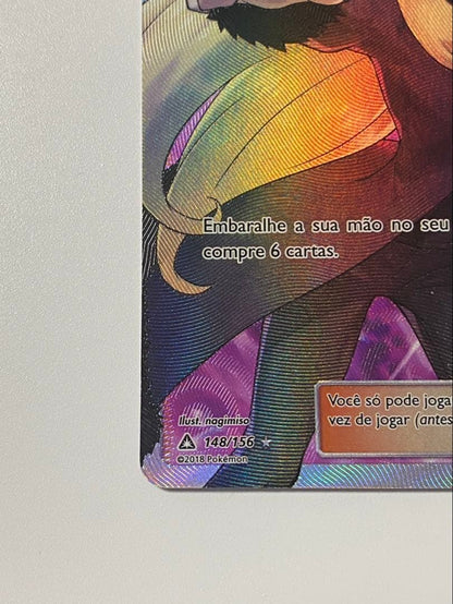 Cynthia Pokémon Card Pointer Shirona SR Portuguese version model 148/156 showing Cynthia pointing